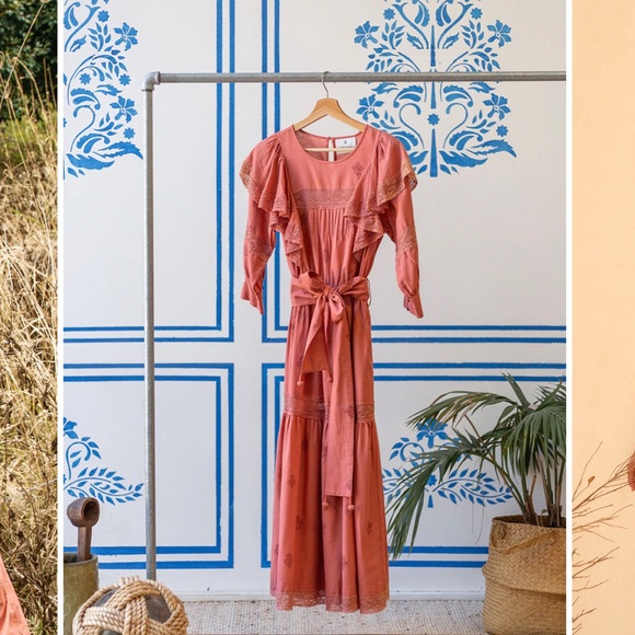 Kopal Anthropologie Women’s Janki Dress Brick Block Print Size XS 2-4 - Picture 1 of 15